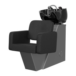 Lavacabezas peluquería Tor base gris plateado con asiento Odry negro